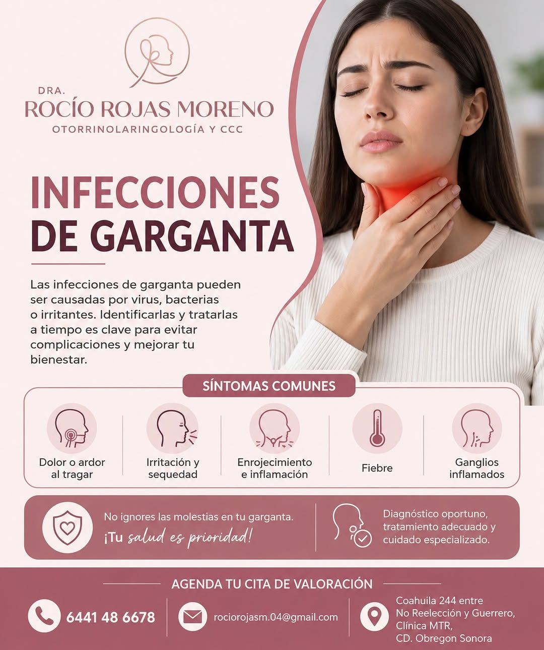 Infografía sobre infecciones de garganta