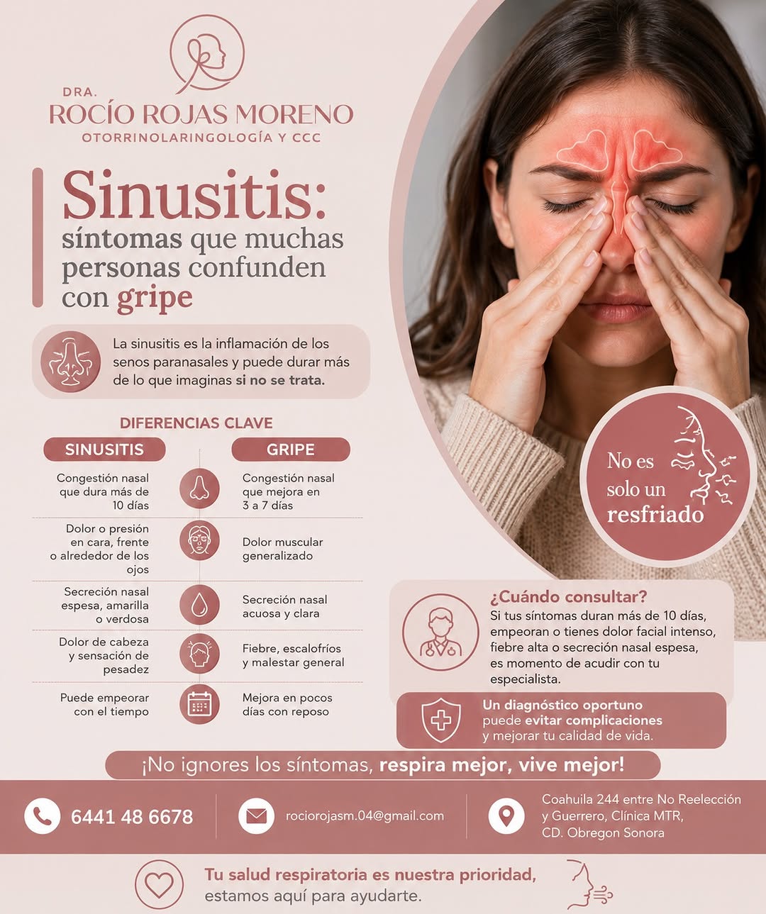 Infografía: diferencias entre sinusitis y gripe